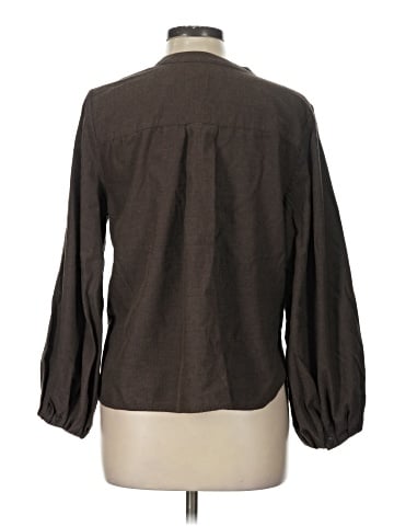 Madewell V-Neck Long-Sleeve Top in Pinstripe Flannel (view 2)