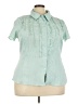 Unique Spectrum Teal Short Sleeve Blouse Size 2X - photo 1