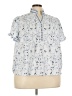 Max Studio 100% Polyester Print Blue Short Sleeve Blouse Size 2X - photo 1