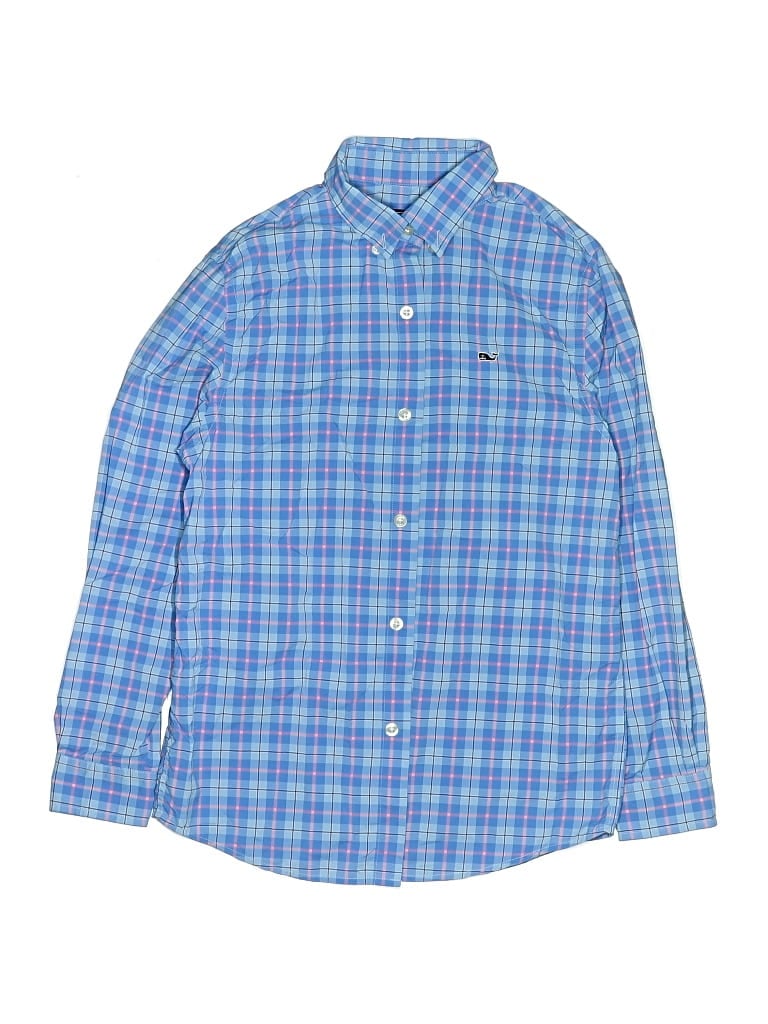 Pre-owned Vineyard Vines Performance Kids' Long Sleeve Button Down Shirt In Blue