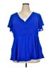 Torrid 100% Polyester Blue Short Sleeve Blouse Size 2X Plus (2) - photo 1