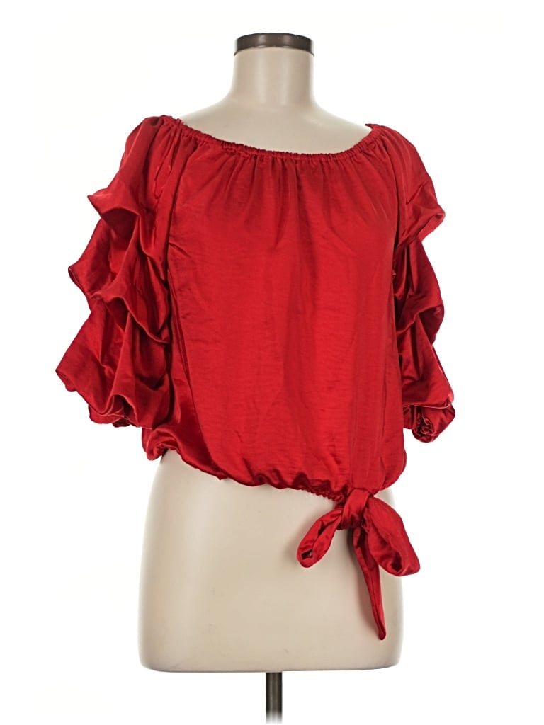 Vince Camuto Short Sleeve Blouse In Red