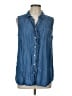 North Style 100% Lyocell Blue Sleeveless Button-Down Shirt Size L - photo 1