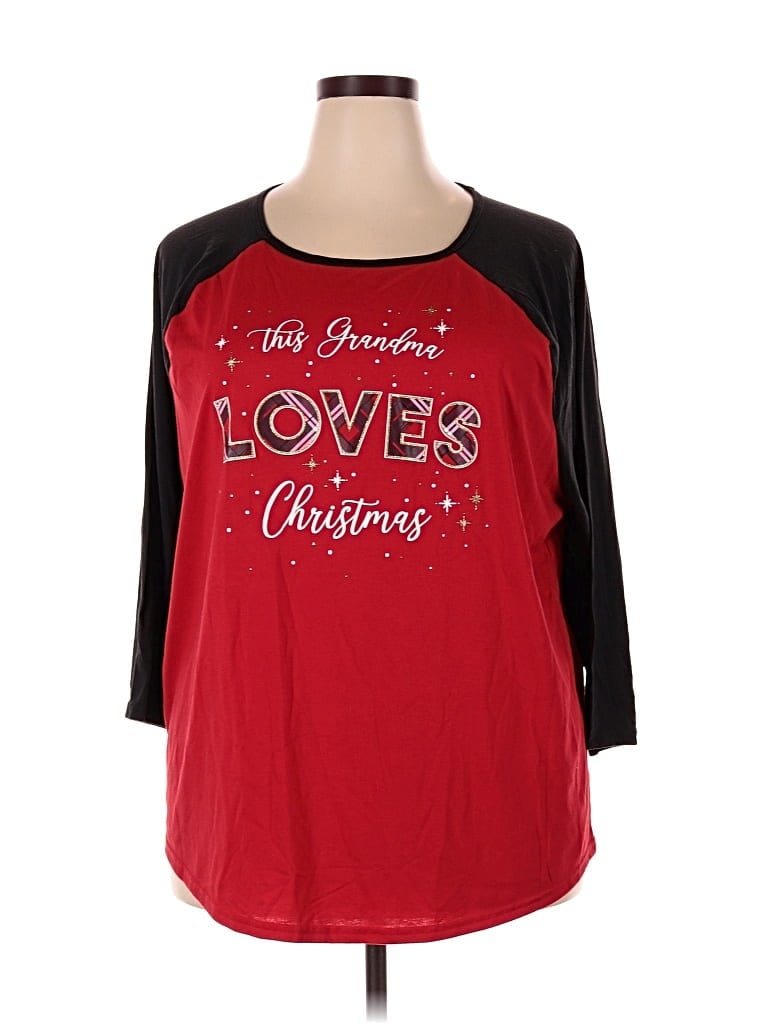 Pre-owned Holiday Time 3/4 Sleeve T-shirt In Red