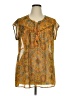 DR2 100% Polyester Yellow Gold Short Sleeve Blouse Size 1X - photo 1