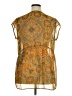 DR2 100% Polyester Yellow Gold Short Sleeve Blouse Size 1X - photo 2
