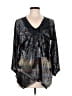 One World Black 3/4 Sleeve Blouse Size L - photo 1