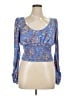 Free People 100% Polyester Blue Long Sleeve Top Size XL - photo 1