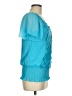 Cato 100% Polyester Teal Short Sleeve Blouse Size M - photo 4