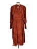 Halogen 100% Polyester Print Orange Casual Dress Size L - photo 2