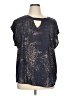 Papermoon 100% Polyester Metallic Silver Short Sleeve Blouse Size 1X - photo 1