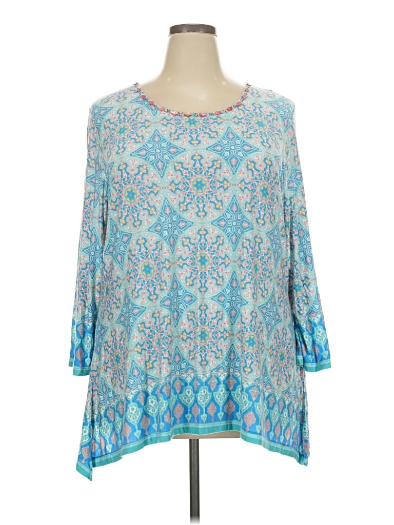 Pre-owned Ruby Rd. 3/4 Sleeve T-shirt In Blue