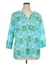 Talbots 100% Cotton Teal 3/4 Sleeve Blouse Size XL - photo 1