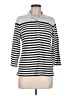 Lands' End Stripes Silver 3/4 Sleeve Button-Down Shirt Size M (petite) - photo 1