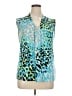 Dana Buchman Animal Print Teal Sleeveless Blouse Size XL - photo 1