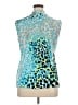 Dana Buchman Animal Print Teal Sleeveless Blouse Size XL - photo 2