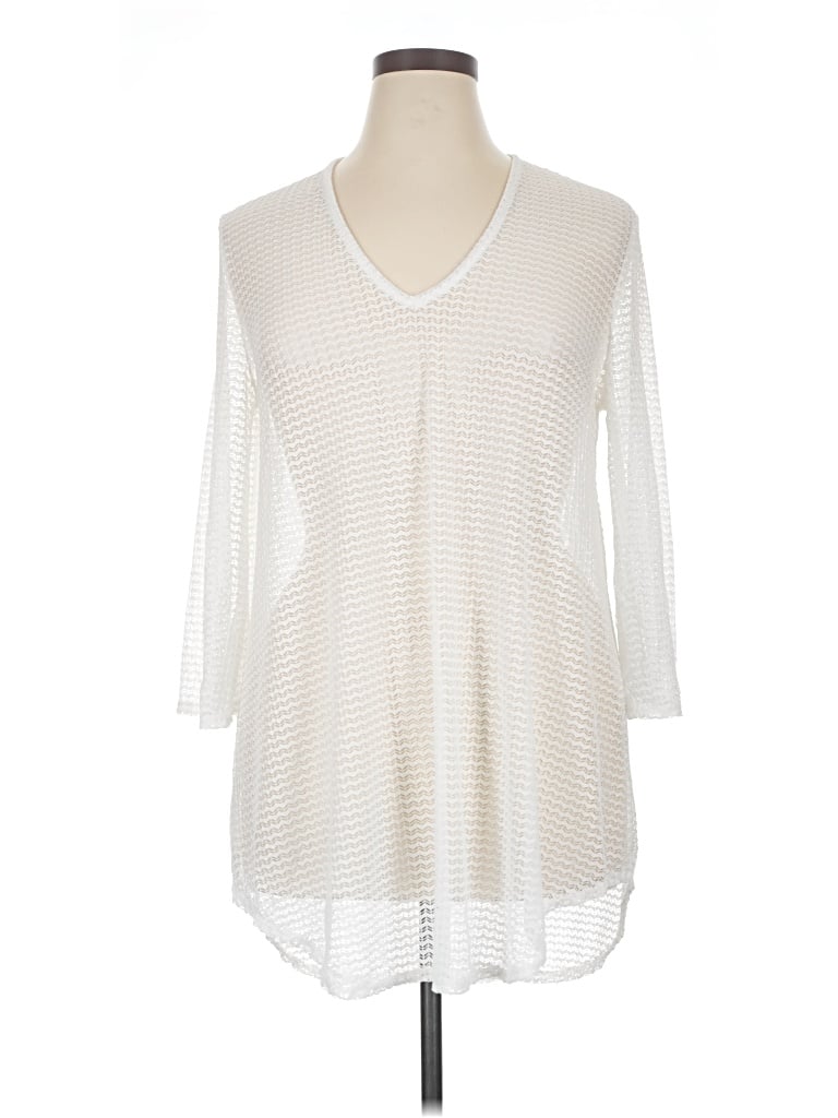Pre-owned Jordan Taylor 3/4 Sleeve Top Ivory V-neck Tops