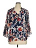Jade 100% Polyester Floral Blue 3/4 Sleeve Blouse Size XL - photo 1