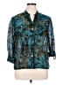 Ruby Rd. Animal Print Teal 3/4 Sleeve Button-Down Shirt Size 16 - photo 1