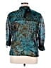 Ruby Rd. Animal Print Teal 3/4 Sleeve Button-Down Shirt Size 16 - photo 2