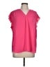 Chaus 100% Polyester Pink Short Sleeve Blouse Size L - photo 1