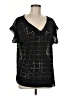 Sisters 100% Polyester Black Short Sleeve Blouse Size M - photo 1