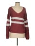 Pink Rose Color Block Burgundy Pullover Sweater Size M - photo 1