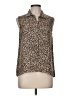 Theory 100% Silk Animal Print Brown Sleeveless Silk Top Size M - photo 1