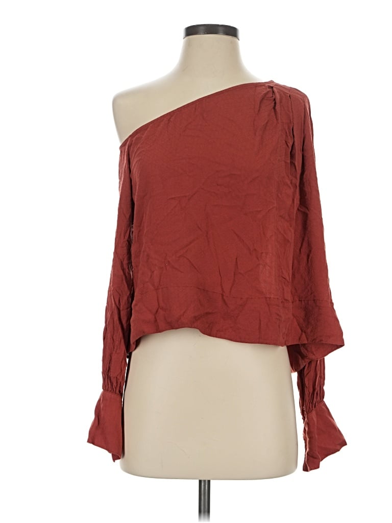Pre-owned Free People 3/4 Sleeve T-shirt In Burgundy