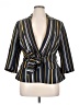 ELOQUII Stripes Blue Gold Blazer Size 14 Plus - photo 1