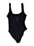 L Space Solid Black One Piece Swimsuit Size 8 - photo 1