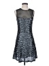 Nicole Miller 100% Polyester Metallic Silver Cocktail Dress Size 4 - photo 1