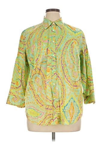 Lauren by Ralph Lauren 3/4 Sleeve Button-Down Shirt (view 1)
