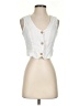 Aqua White Sleeveless Button-Down Shirt Size S - photo 1