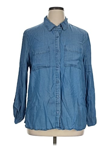 Jones New York Signature 3/4 Sleeve Button-Down Shirt (view 1)