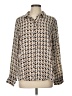 Express 100% Recycled Polyester Houndstooth Brown Long Sleeve Blouse Size L - photo 1