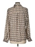 Express 100% Recycled Polyester Houndstooth Brown Long Sleeve Blouse Size L - photo 2