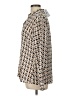 Express 100% Recycled Polyester Houndstooth Brown Long Sleeve Blouse Size L - photo 5