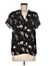 rue21 100% Polyester Floral Black Short Sleeve Blouse Size M - photo 1