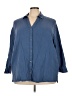 Old Navy 100% Cotton Blue 3/4 Sleeve Button-Down Shirt Size 3X - photo 1