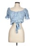 Beginning Boutique 100% Cotton Blue Short Sleeve Blouse Size 10 - photo 1