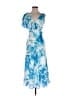 Halston 100% Polyester Tropical Blue Cocktail Dress Size 2 - photo 1