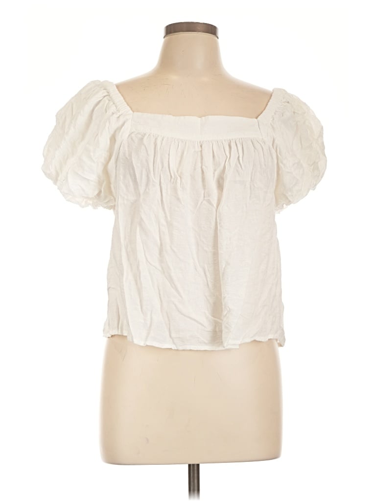 Pre-owned Universal Thread Short Sleeve Blouse In Ivory