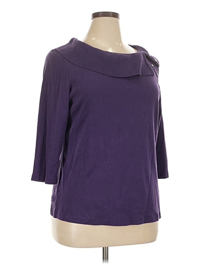Pre-owned Karen Scott Cardigan Sweater In Purple