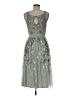 Maya Deluxe 100% Polyester Floral Green Gray Cocktail Dress Size 6 - photo 2