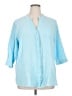 North Style 100% Cotton Blue 3/4 Sleeve Button-Down Shirt Size 1X - photo 1