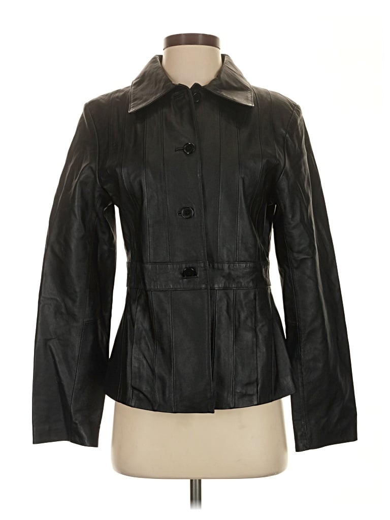Pre-owned Oleg Cassini Leather Jacket In Black