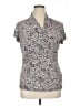 DKNY Animal Print Silver Short Sleeve Blouse Size XL - photo 1