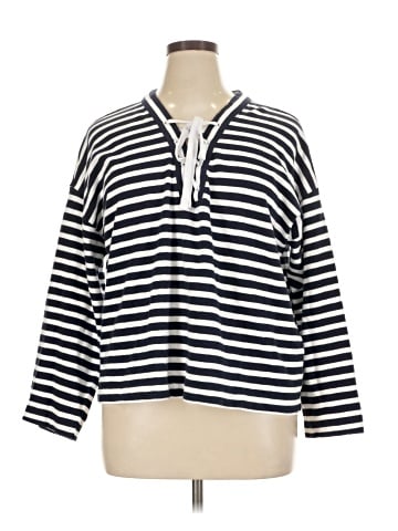 Madewell Lace-Up Long-Sleeve Tee in Stripe (view 1)