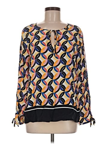 Ecru Long Sleeve Silk Top (view 1)